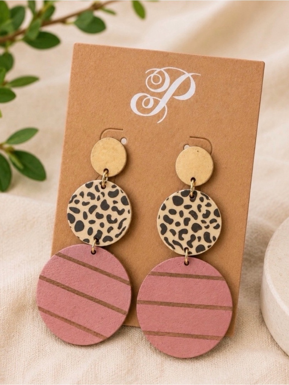 Plunder Design Pierced Ayana Goldtone Leopard Drop Earrings